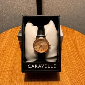 Caravelle by Bulova,Womens Watch, Leather Strap, Rose Gold, Stainless Steel,28mm